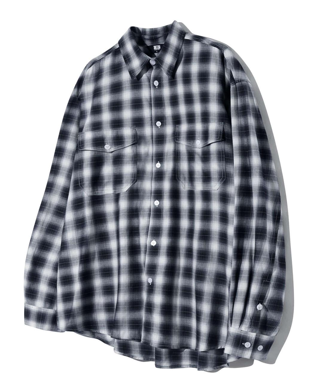 투 포켓 옴브레 체크 셔츠 (BLUE)