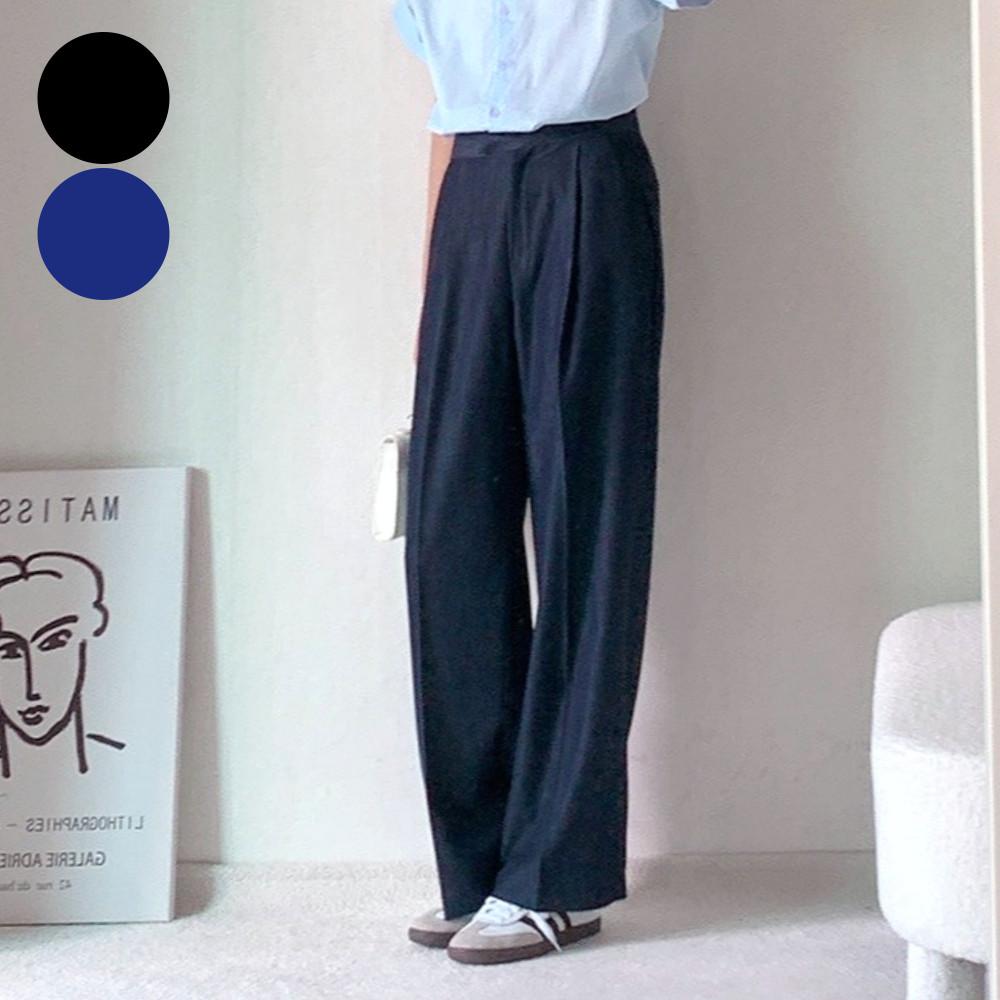 데님슬랙스 논페이드 찰랑슬랙스 여름와이드슬랙스 핀턱팬츠 실크