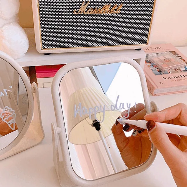 [화이트펜증정/인스타거울] 감성 빈티지 샌드 양면거울 탁상거울 인테리어 촬영 소품 화장대 책상 원형 사각 2type