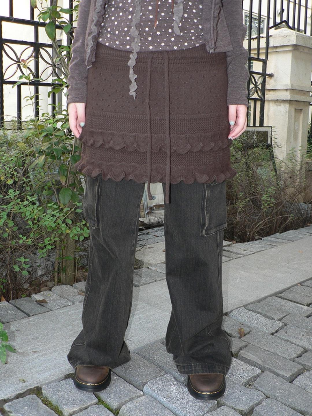 ang:project Ruffle Knit Mini Skirt (2color)