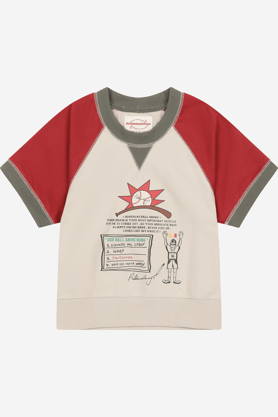 REFEREE RAGLAN CROP SWEATSHIRT (BEIGE)