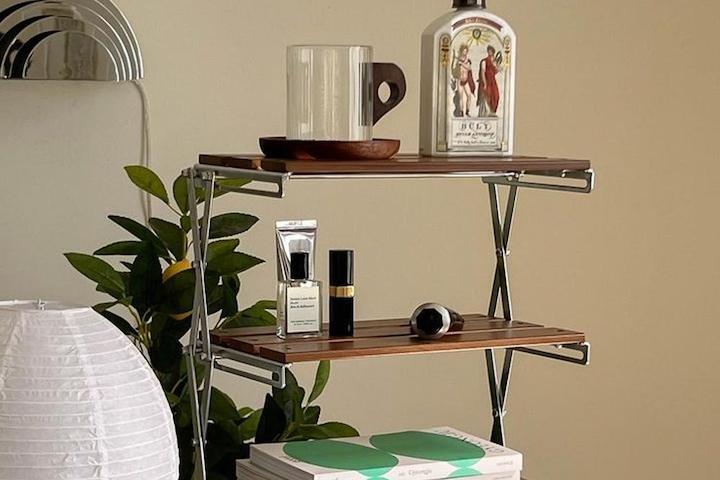 [해외] 우드 접이식 랙 책상 원목 스토리지 3단 선반