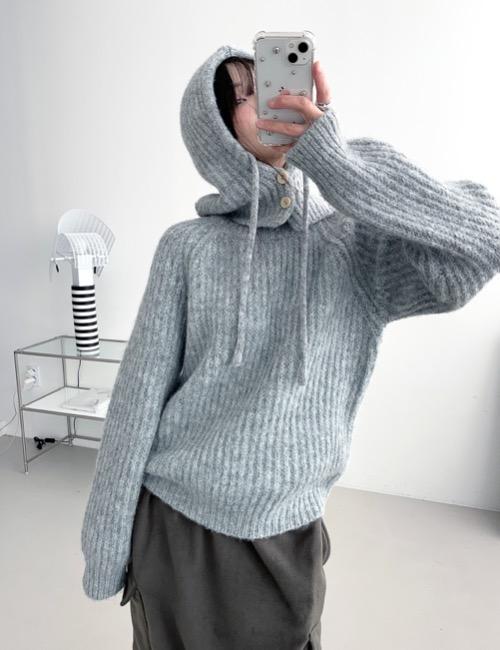 wool baraclava set over knit