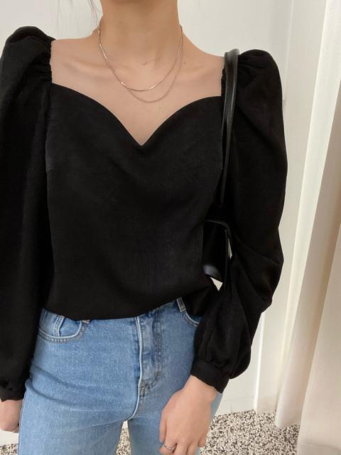 연말룩 스퀘어넥 보트넥 하트넥 벨벳 블라우스