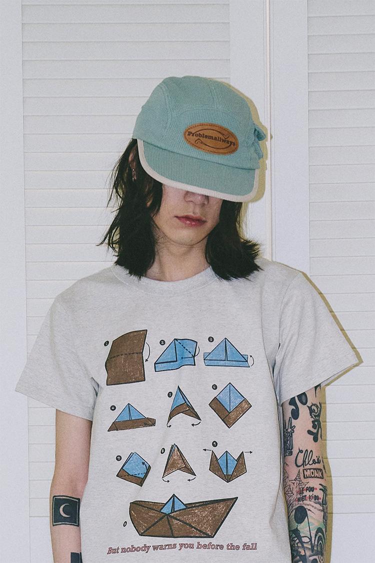 LOGO LEATHER PATCH WAFFLE CAMP CAP (PISTACHIO)