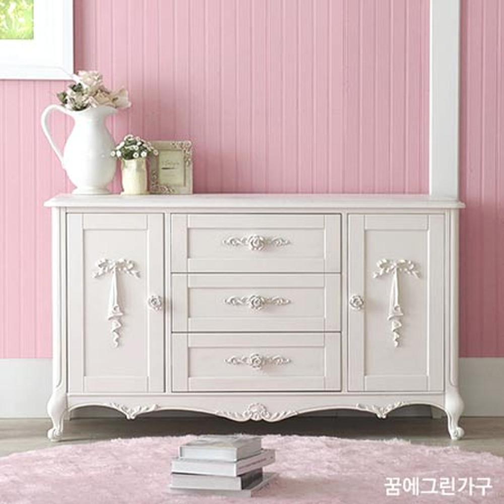 화이트로즈클래식 와이드 체스트 (도어서랍장)