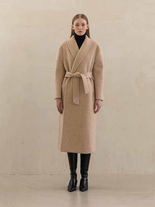 CAMEL SHAWL COLLAR LONG COAT