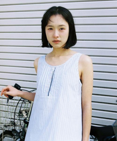 PINTUCK LAYERED MINI DRESS, STRIPE