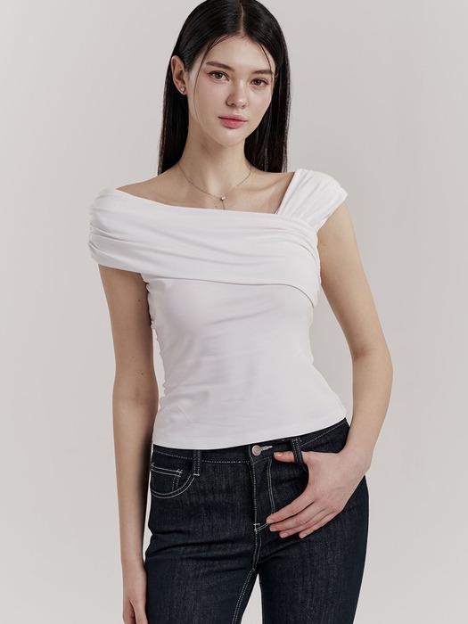 Raffine Shirring Top (Ivory/Beige/Black)
