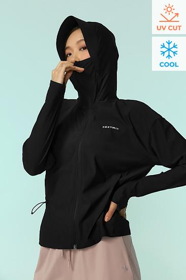 젝시믹스 라이트쿨링 아웃스트링 후드자켓 블랙