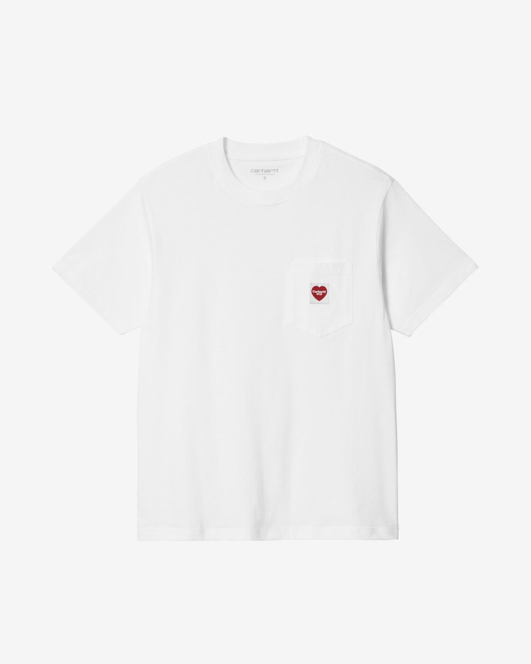 칼하트WIP W S/S POCKET HEART T-SHIRT (White/Red)
