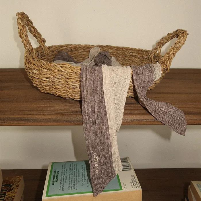 Skinny 2 tone Scarf - Beige Brown