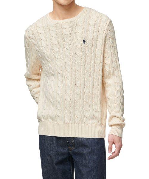 케이블니트 코튼 스웨터 - 아이보리