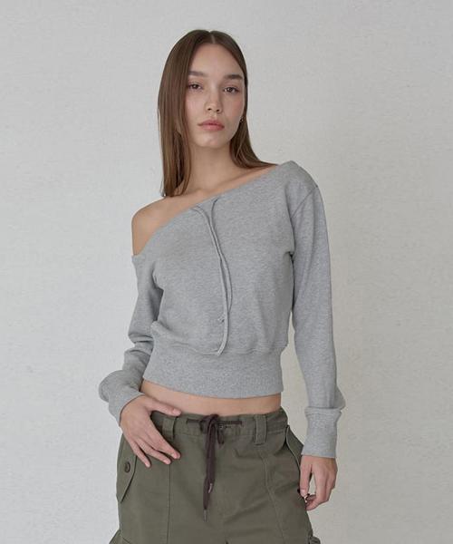아시메트릭 드로우 스웻셔츠 - 그레이