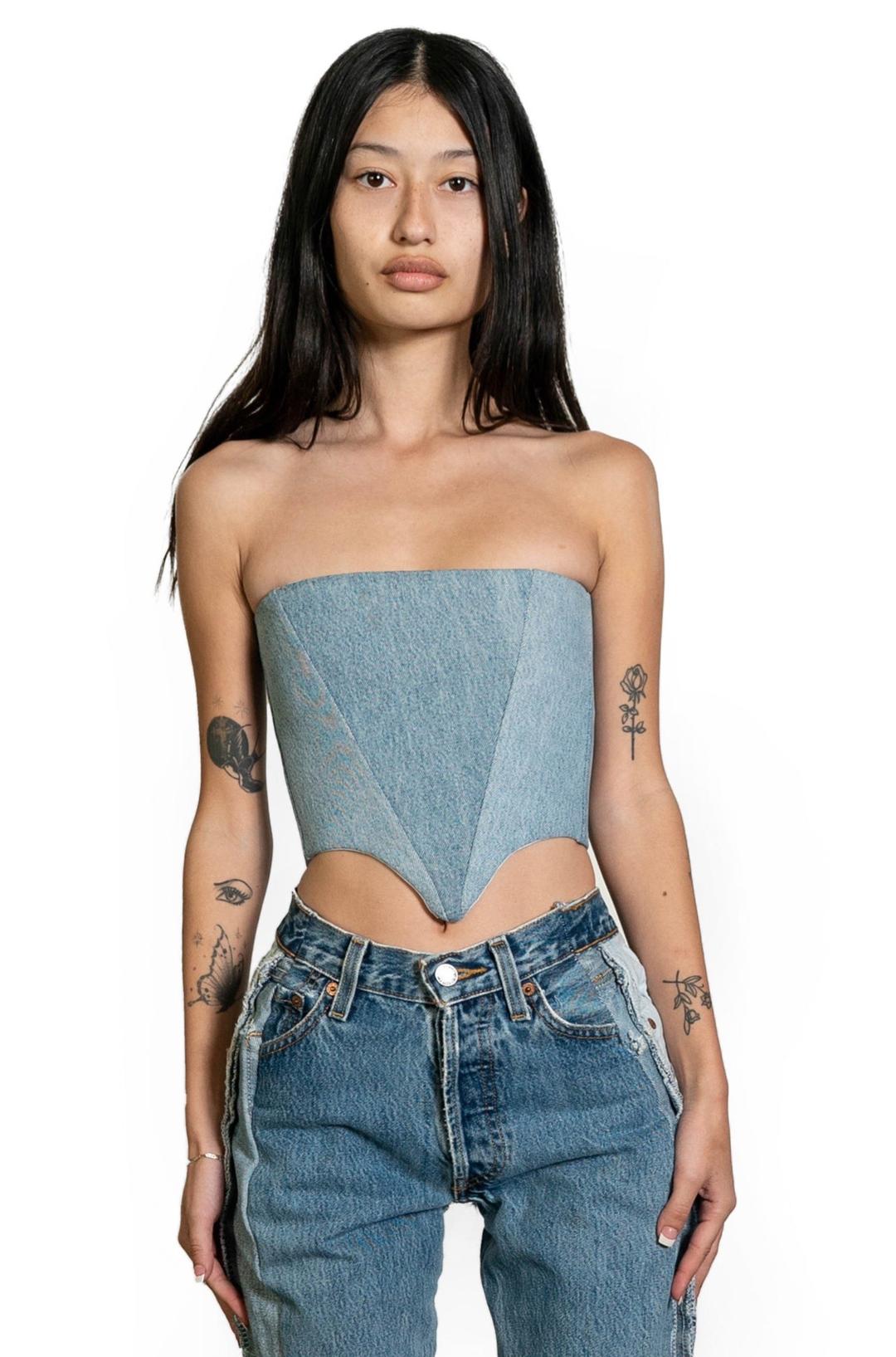 ALPHA CORSET IN VINTAGE DENIM - XS