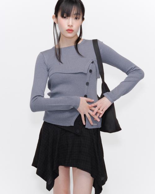 Layered flip knit CHARCOAL