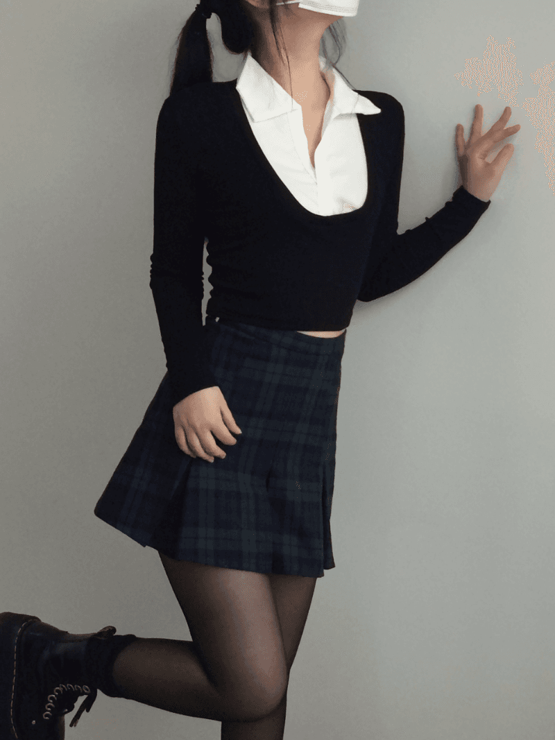 프레피 레이어드 셔츠