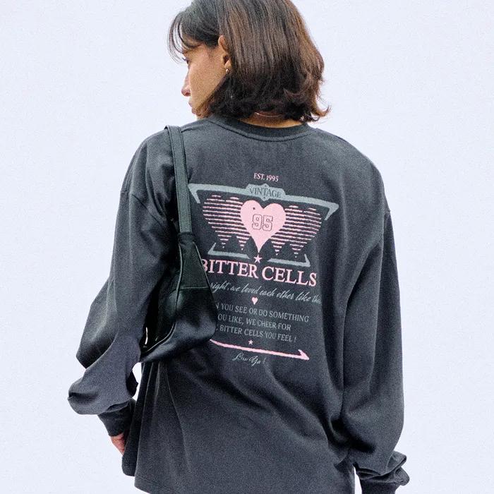 Sporty Heart Long Sleeve-Charcoal