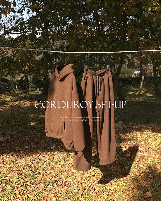 주문폭주🔥기모 골덴 후드&투웨이 밴딩 팬츠 셋업 (3color)