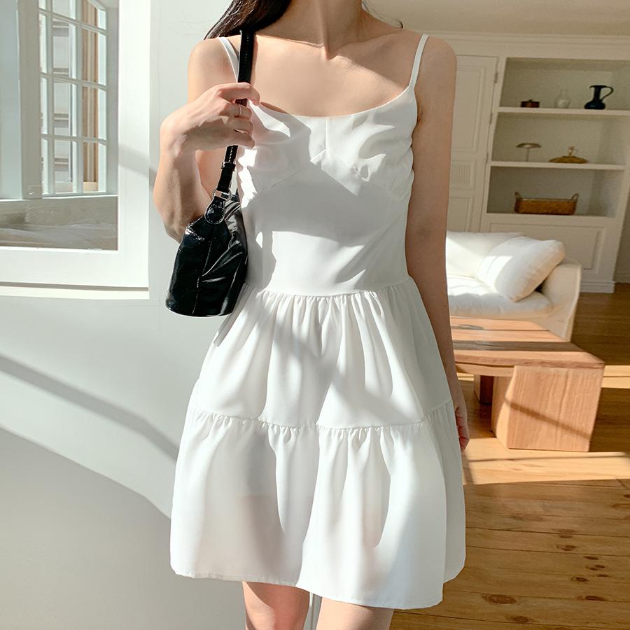 [끈길이조절👌캉캉] [당일발송] 퓨어플레어 끈 원피스 캉캉원피스 봄신상 여름신상 뷔스티에원피스 레이어드원피스 미니원피스 미니캉캉원피스 키큰녀 여리핏 여리여리 하객룩 셀프웨딩