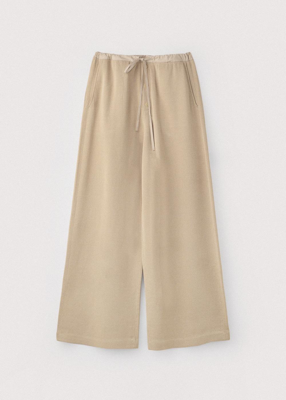 Fine cotton button flacket fluid pants_Butter