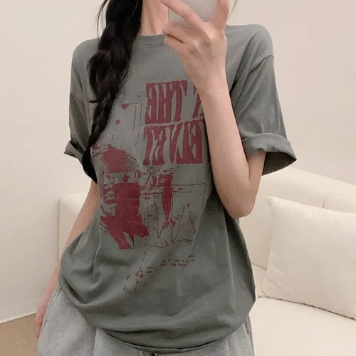 [루즈핏!/힙무드] 엣더 유니크 프린팅 오버핏 반팔 티셔츠 (4color)