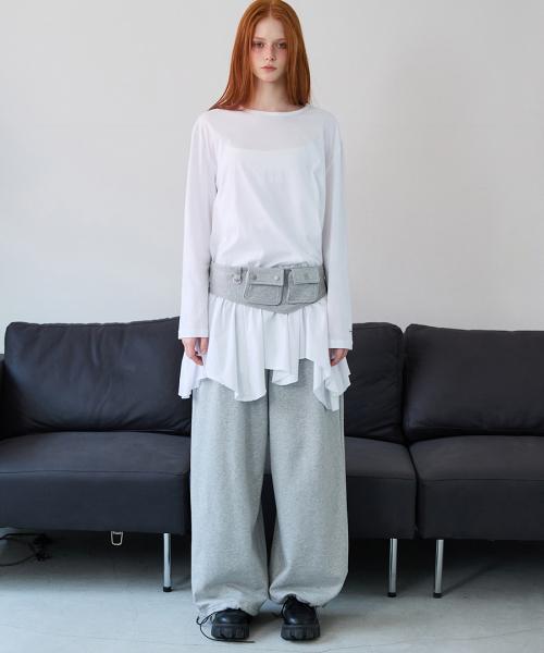 Unbalance Flare Long T-shirt White