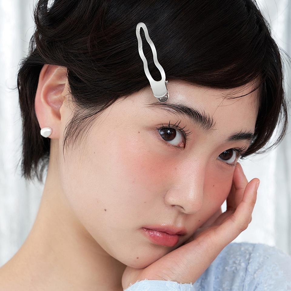 [2SET] metal wave hair pin - silver