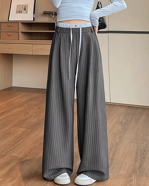 콜든 더블 웨이스트 스트라이프 슬랙스