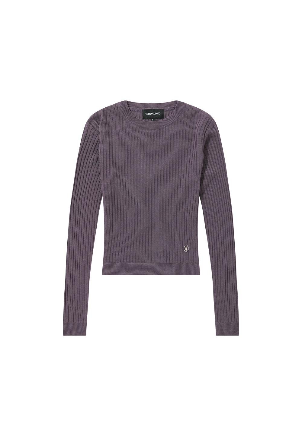 See-through slim rib knit - DARK PURPLE