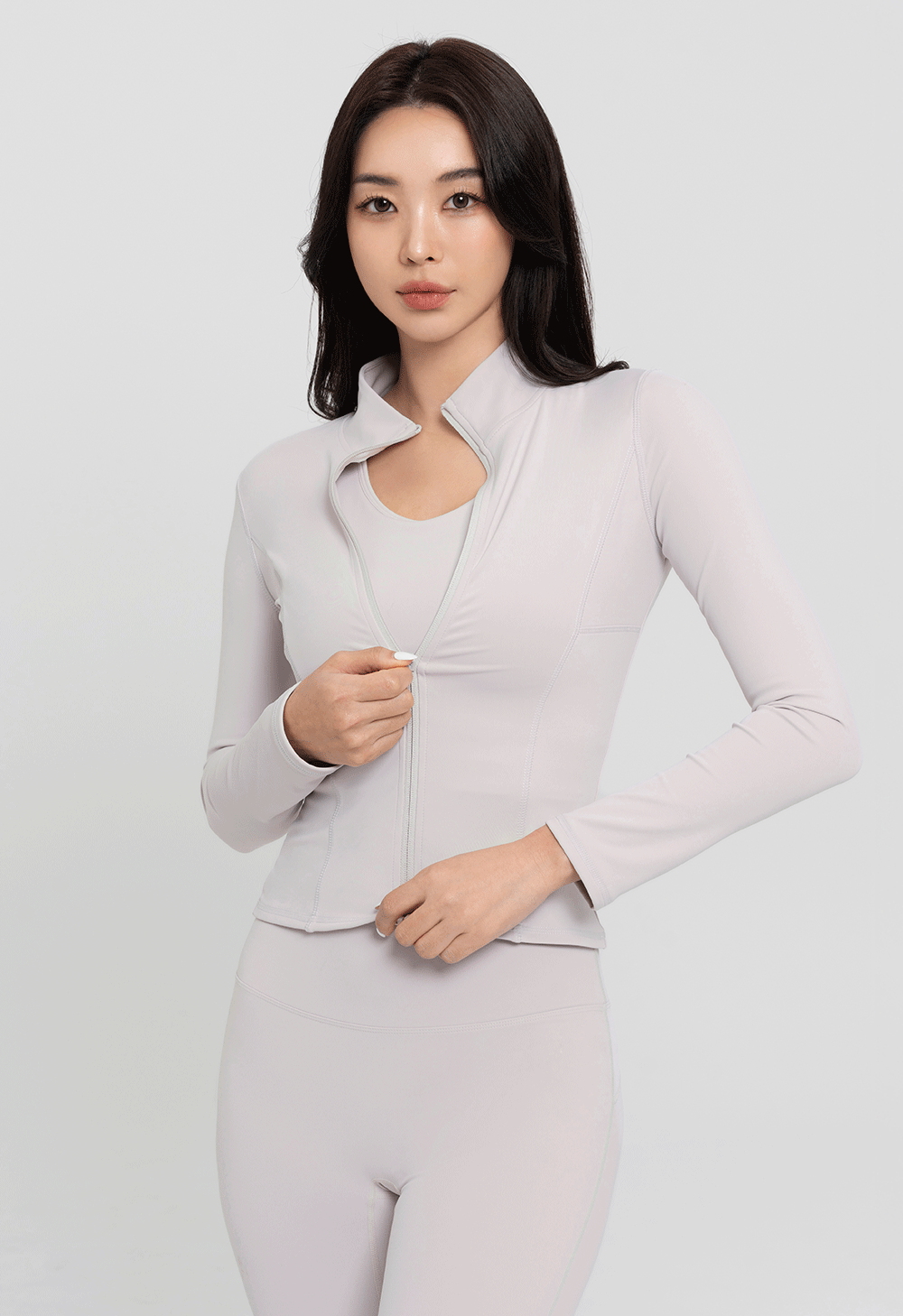 콘치웨어 슬림핏 3D 집업 자켓 (실버베이지)