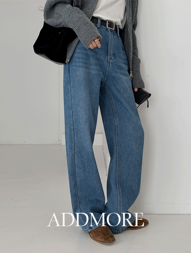 에드모어 [☃️5천장돌파/기모바지/기모청바지][에드모어] mje934 피트 기모 세미 와이드 롱 데님팬츠