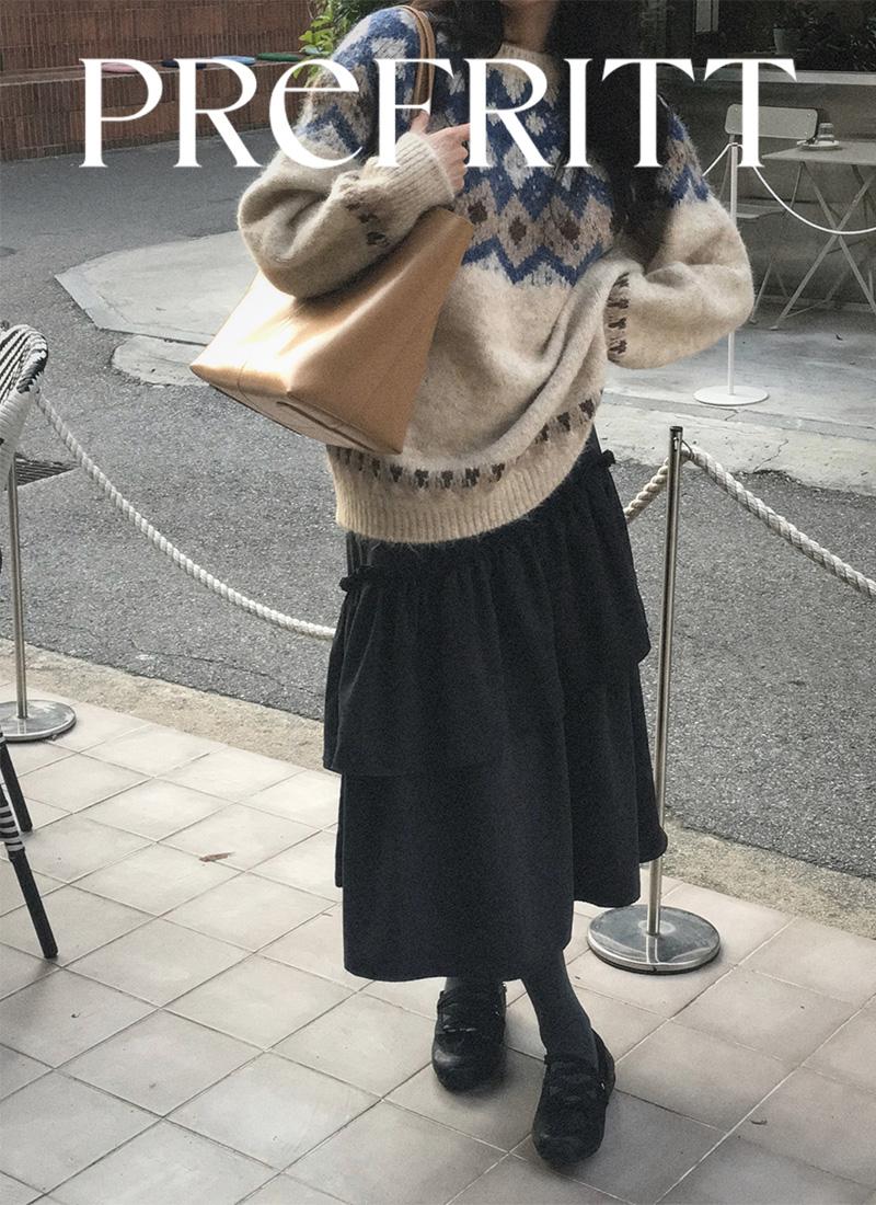 PREFRITT : Bella suede frill cancan long skirt