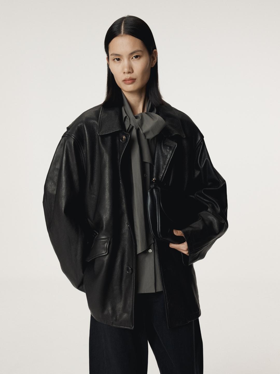 VINTAGE LEATHER CHORE JACKET (BLACK)