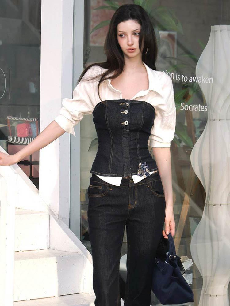 [BulletNini] Raw Denim Corset Set Up