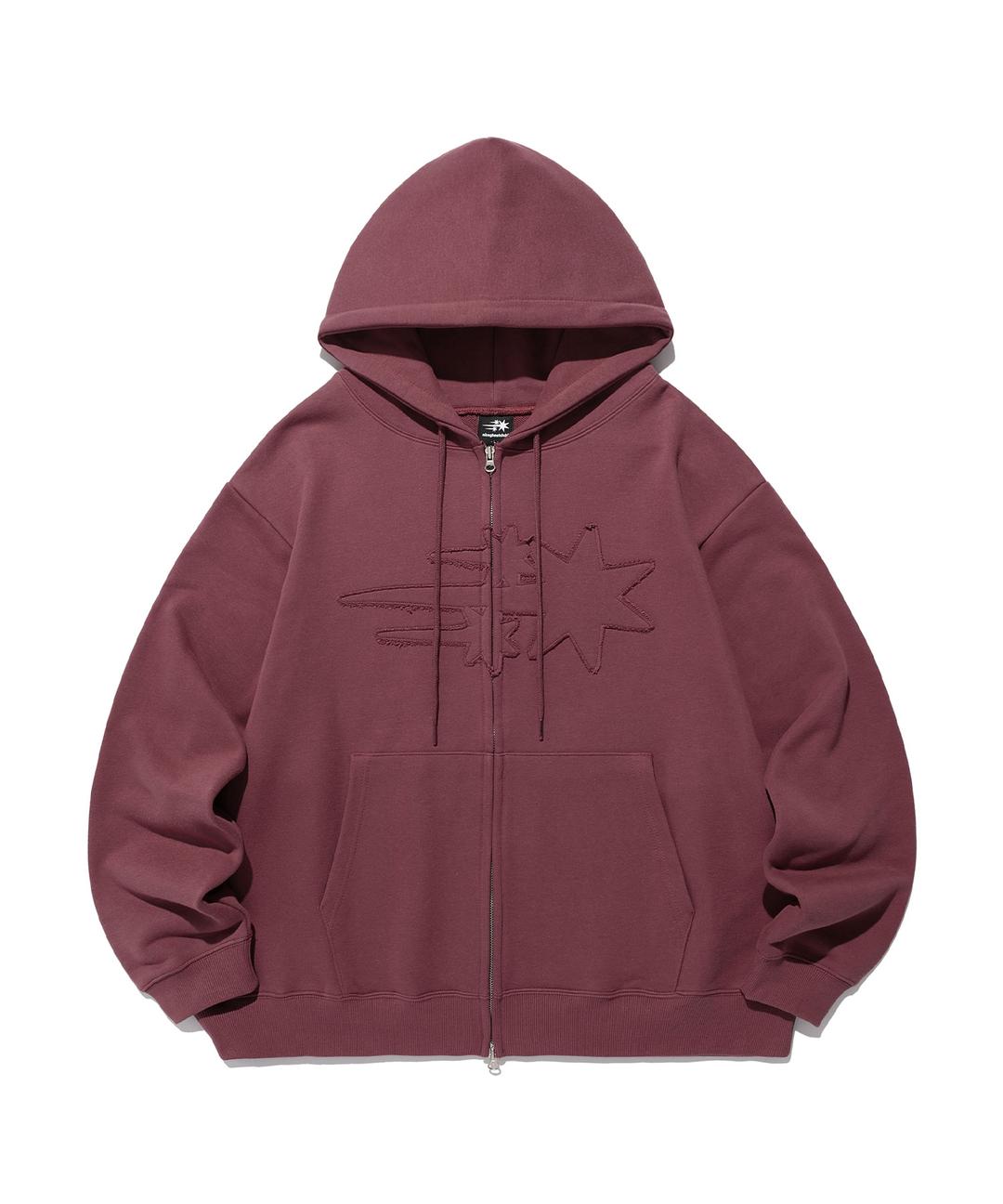3STAR LOGO ZIP HOODIE[BURGUNDY]