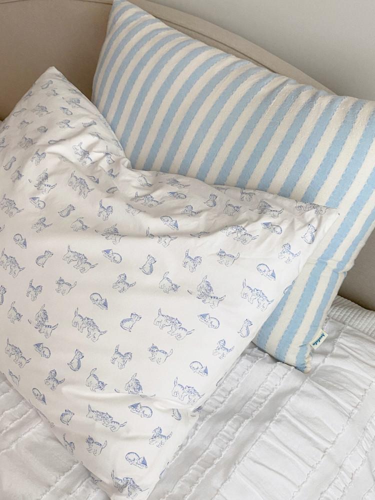 미아우 고양이 베개 커버 프린트 코튼 60수 면 지퍼여밈 50x70