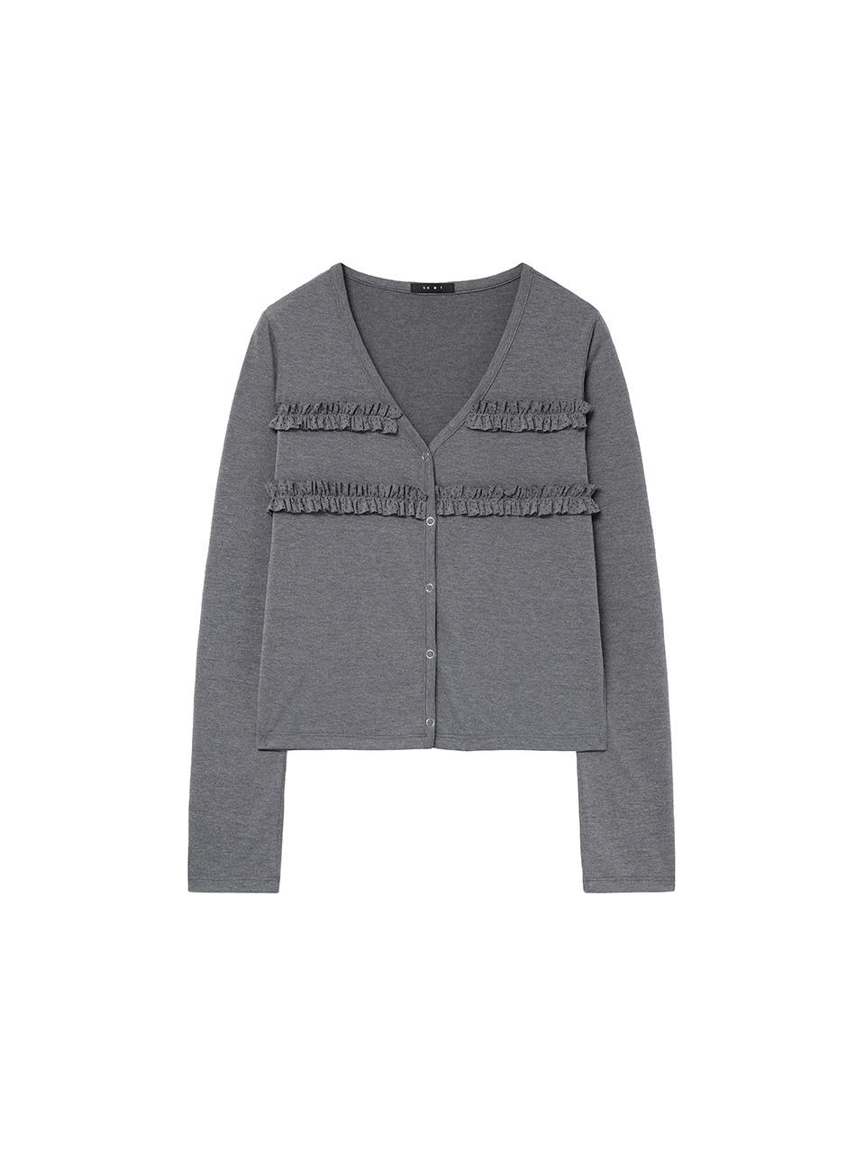 Ruffle point cardigan_melange gray