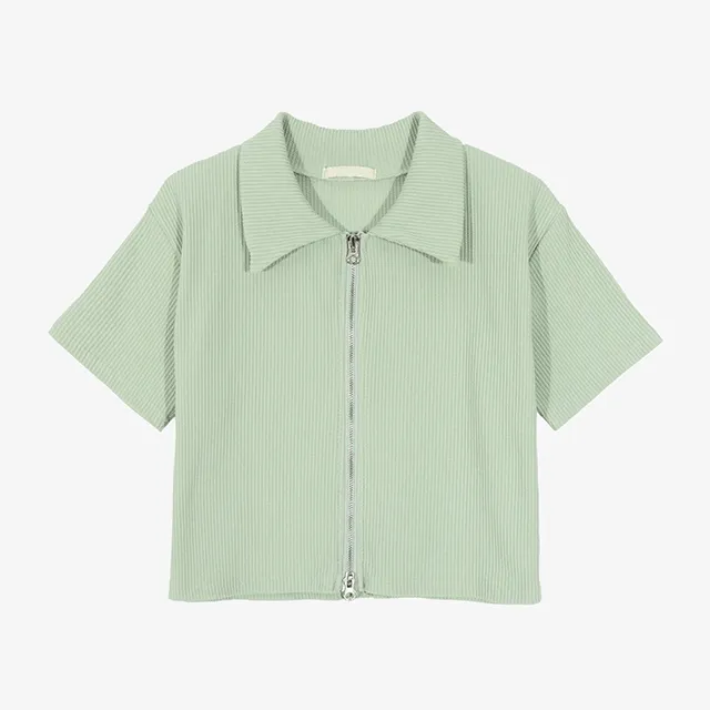 RIBBED CROP ZIPPER CARDIGAN/ 골지 투웨이 집업 가디건