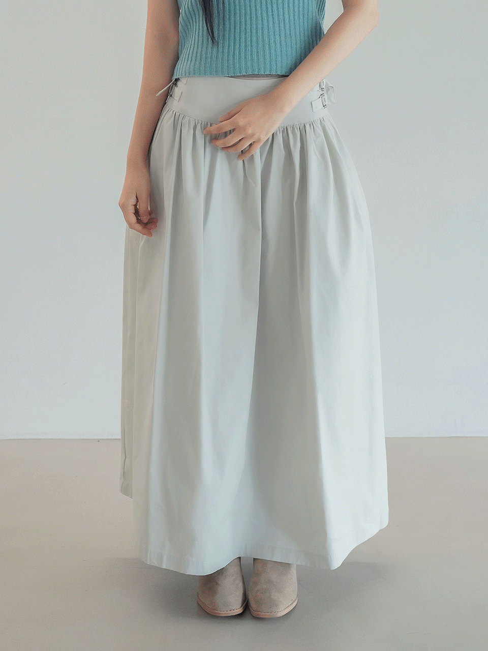 LOWLINE BUCKLE MAXI SKIRT (2COLOR)