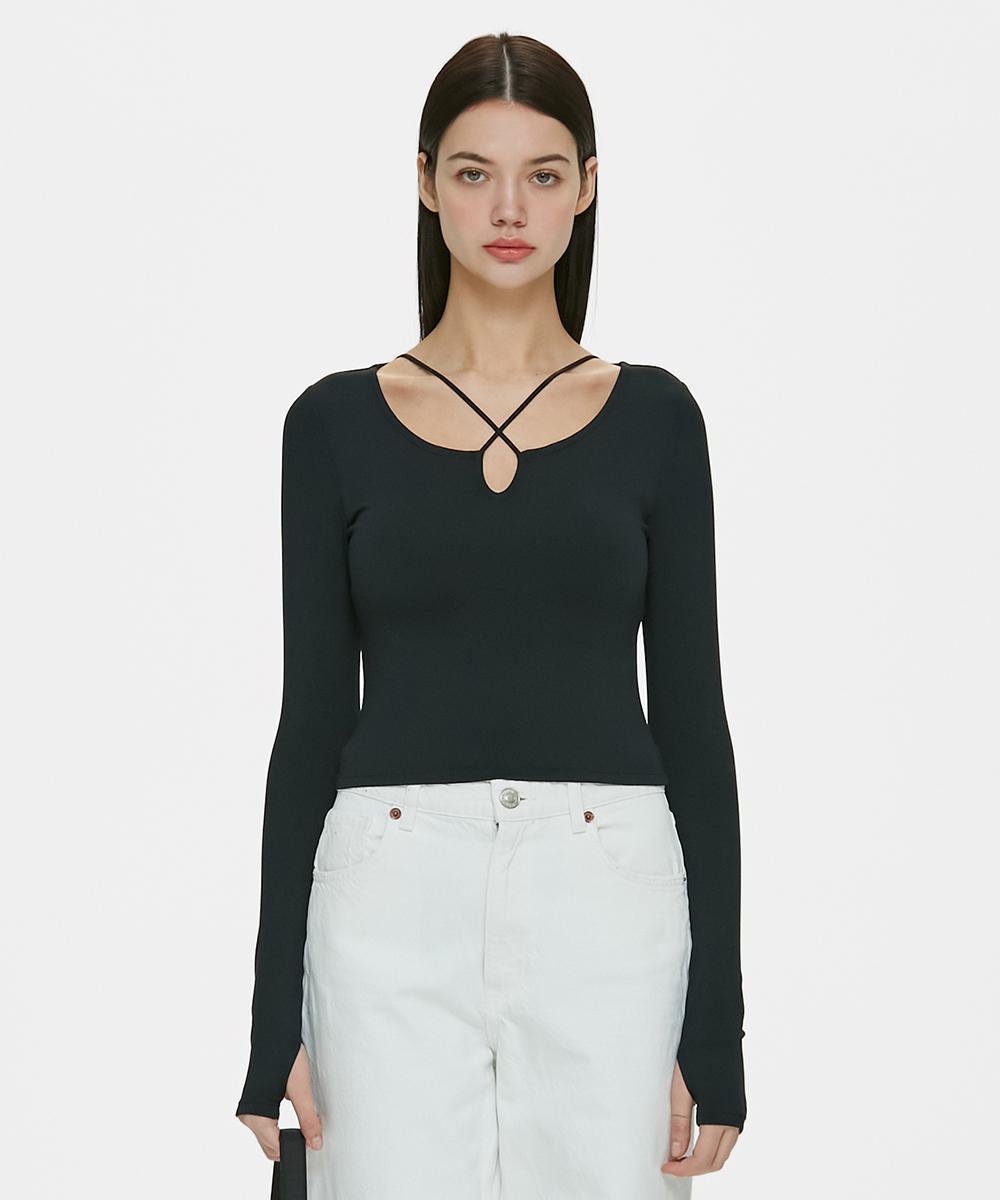 브이 스트랩 롱 슬리브(패드 타입)