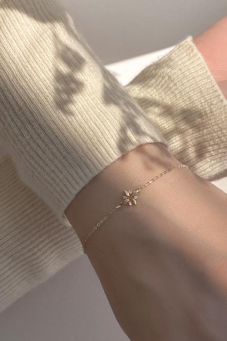 로쉐 B_ 리프 플라워 천연 다이아몬드 팔찌_14K GOLD [천연다이아몬드]