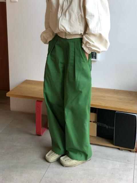 오버 와이드 투턱 롱 카고 코튼 팬츠 (2color)