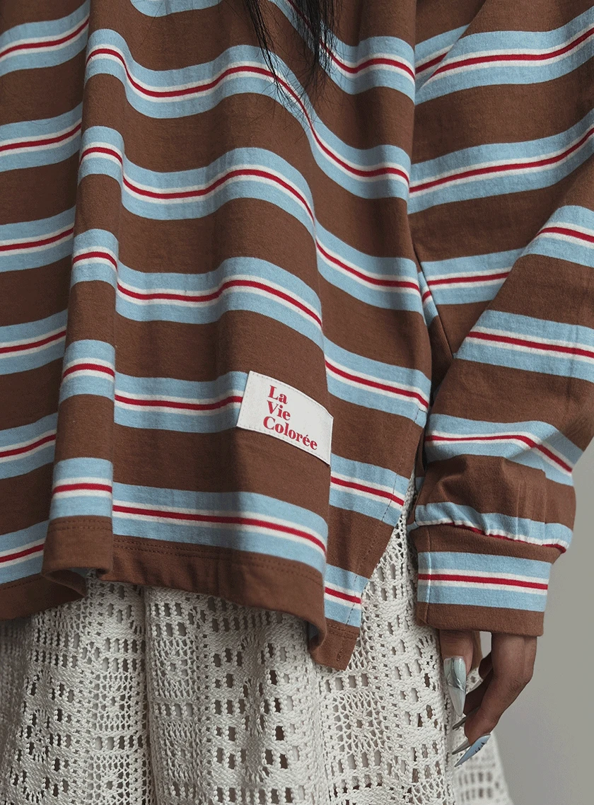 베지터블 카라 스트라이프 탑