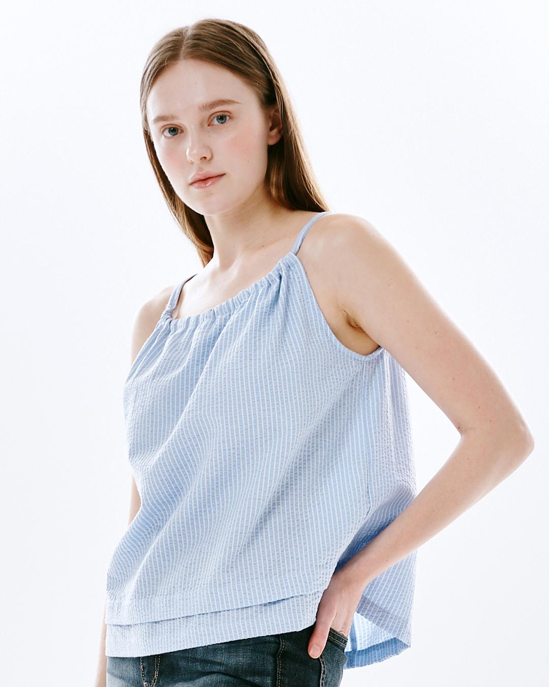 숨트 스트링 슬리브리스 블라우스