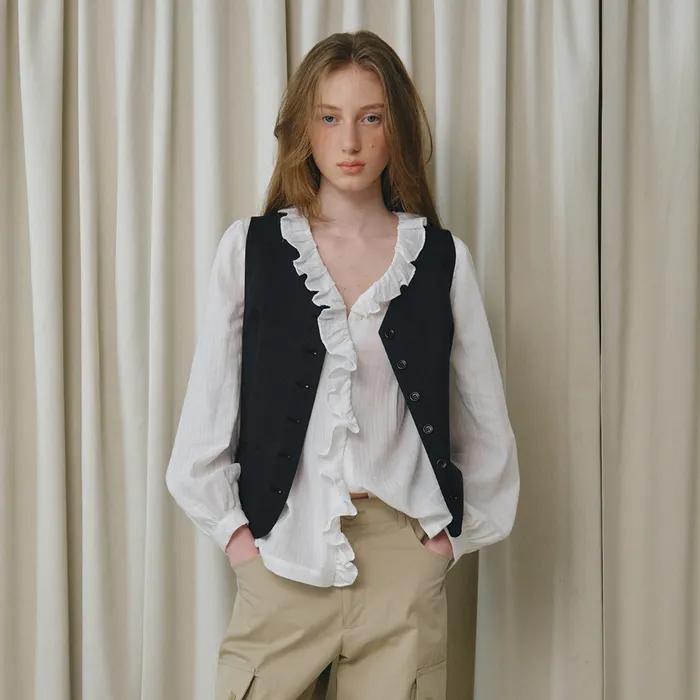 [4/29 순차 발송] renee frill blouse - ivory