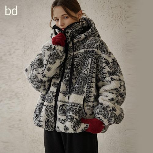 by-D BU31739 기모 페이즐 부클 스트링 후드점퍼