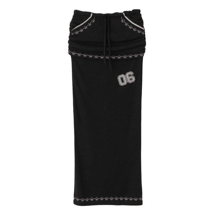 Shirring Layered Maxi Skirt Black