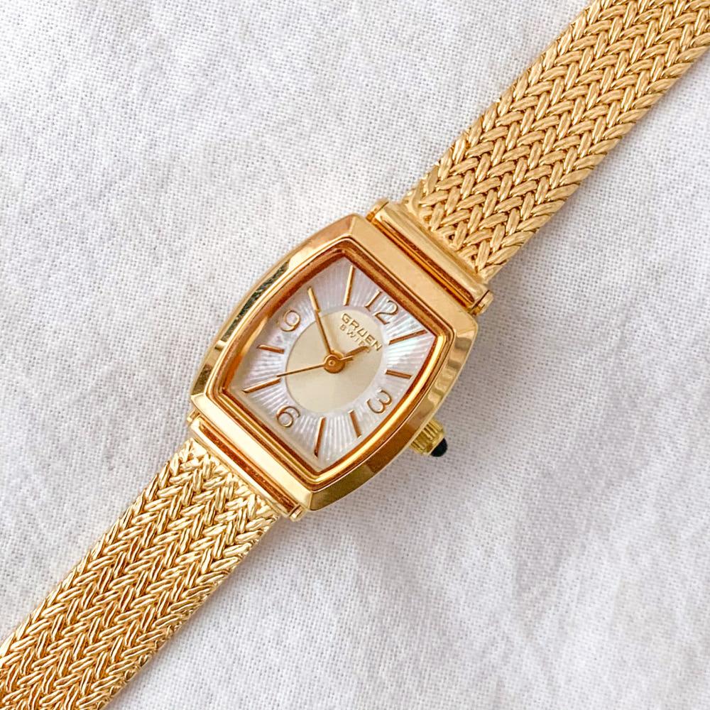 [Gruen] Aurora dial gold watch