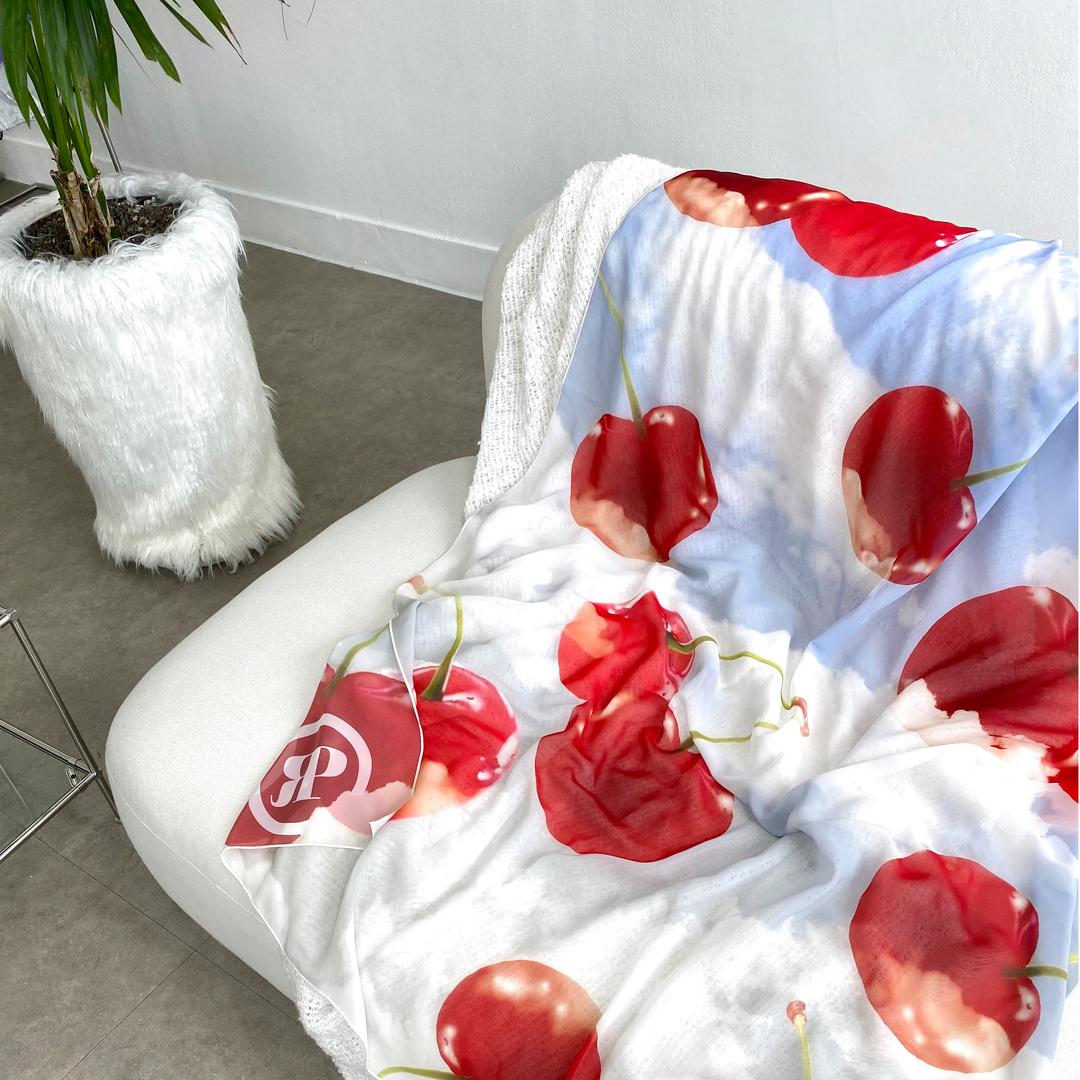 Cherry Sky Chiffon Fabric Poster
